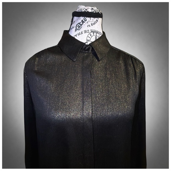 Chico’s Iridescent Sheen Button-Front Blouse – Women’s Size 0 - Picture 6 of 12
